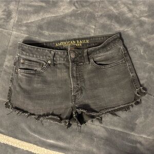 American Eagle Black and Gray Denim High Waist Shorts
